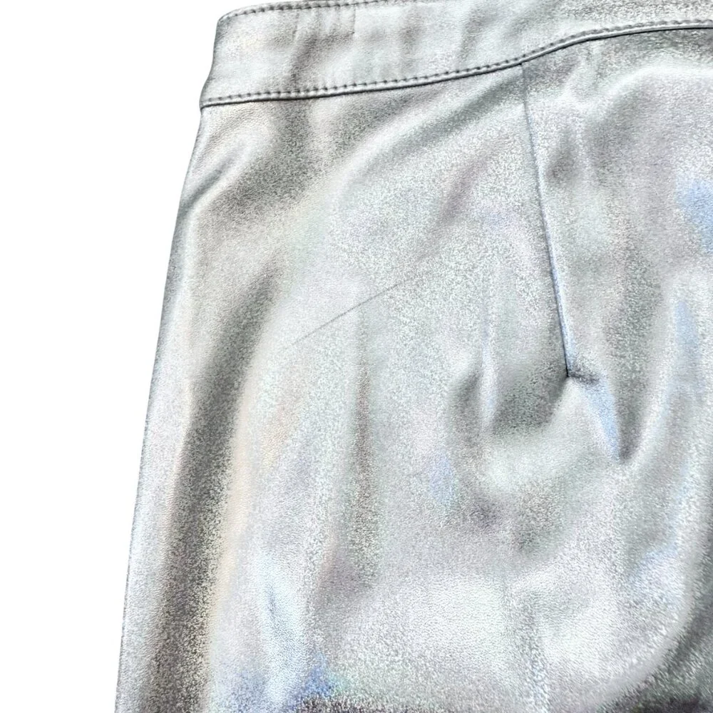 ASOS Design Sparkly Metallic Silver Flare Split Hem Pants Women's size 0